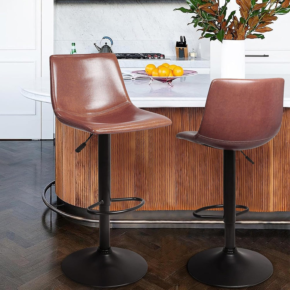 Waleaf Adjustable Bar Stools Set of 4, Modern Faux Leather Swivel Barstools