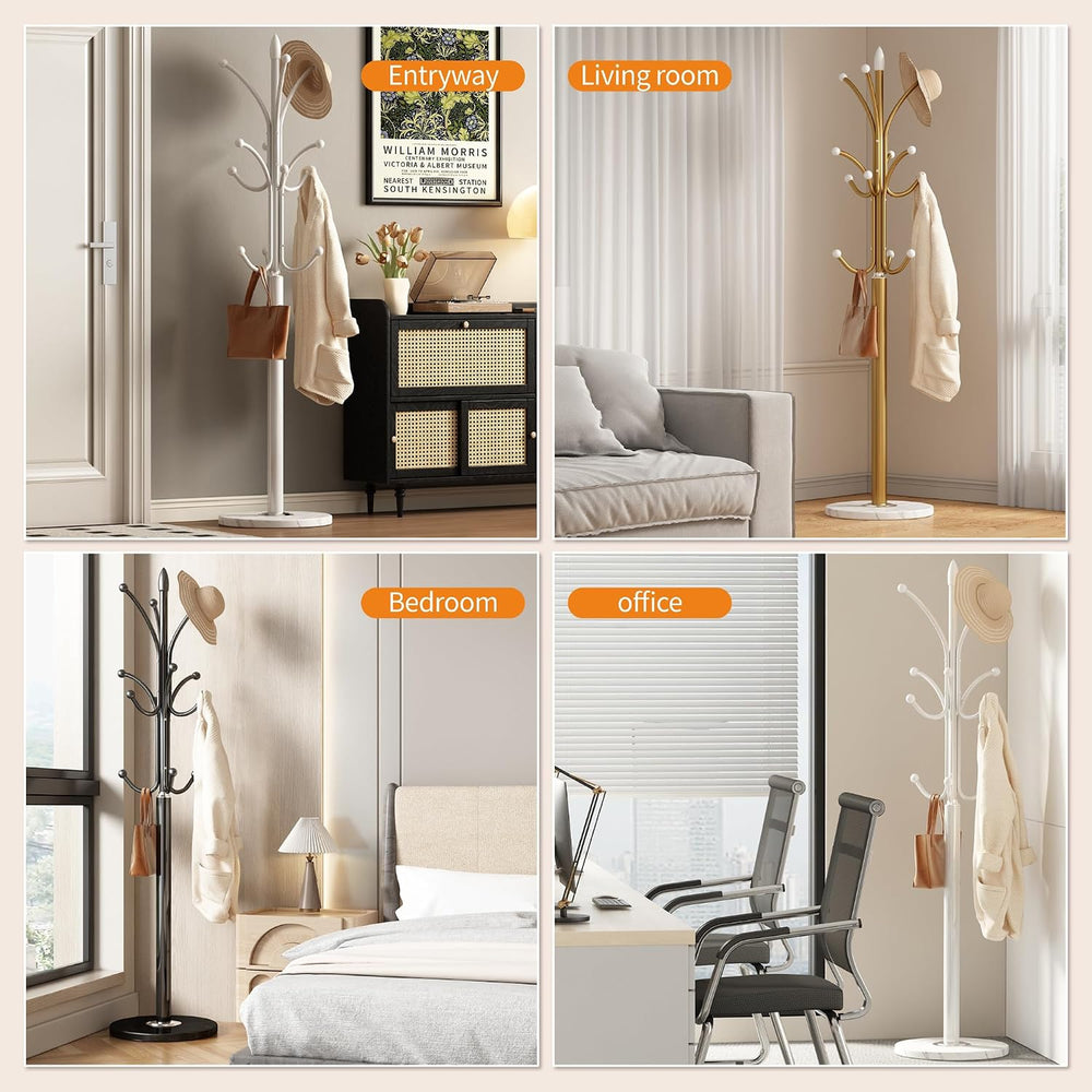Metal Coat Rack Freestanding Sturdy Heavy Duty Coat Rack Stand,Black