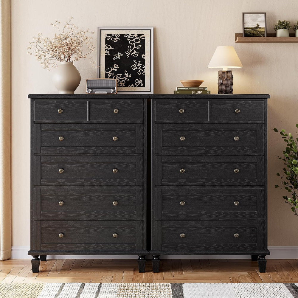 Garvee 47" Tall Dresser for Bedroom, Vintage 6 Drawer Dresser with Carve...