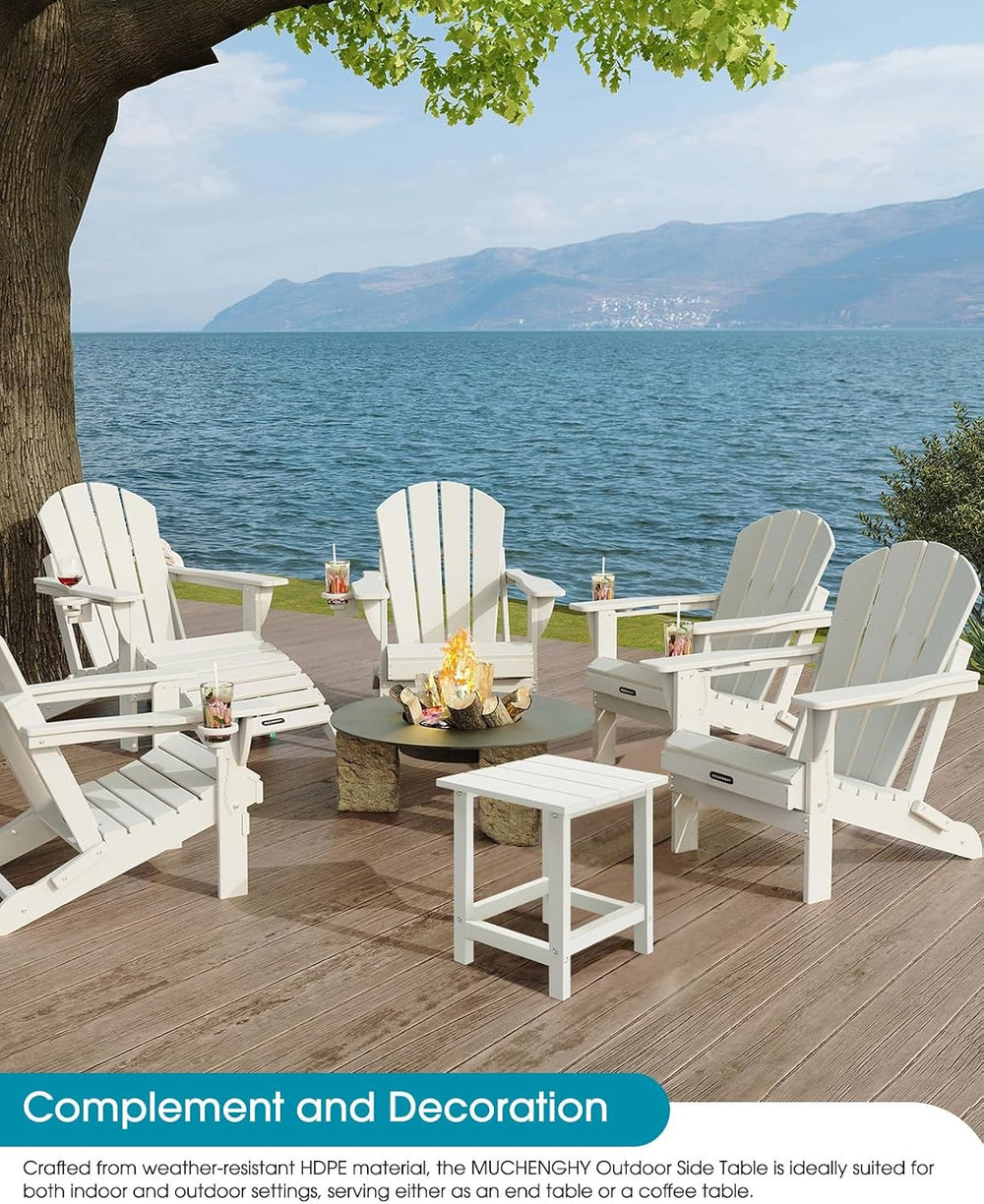 MUCHENGHY Adirondack Outdoor Side Table HDPE 14.7", White