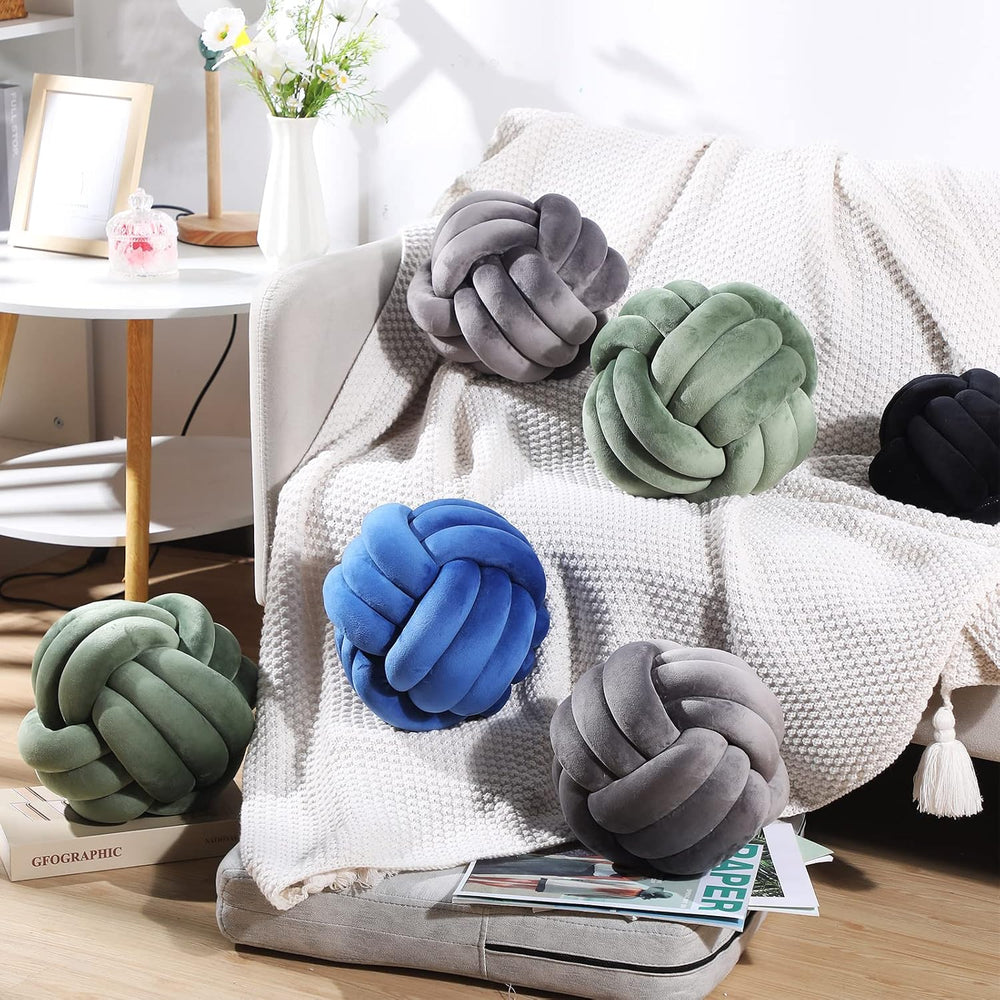 Namalu 10.6 Inches 2 Pcs Knot Pillow Decorative Throw Pillow, Dark Gray