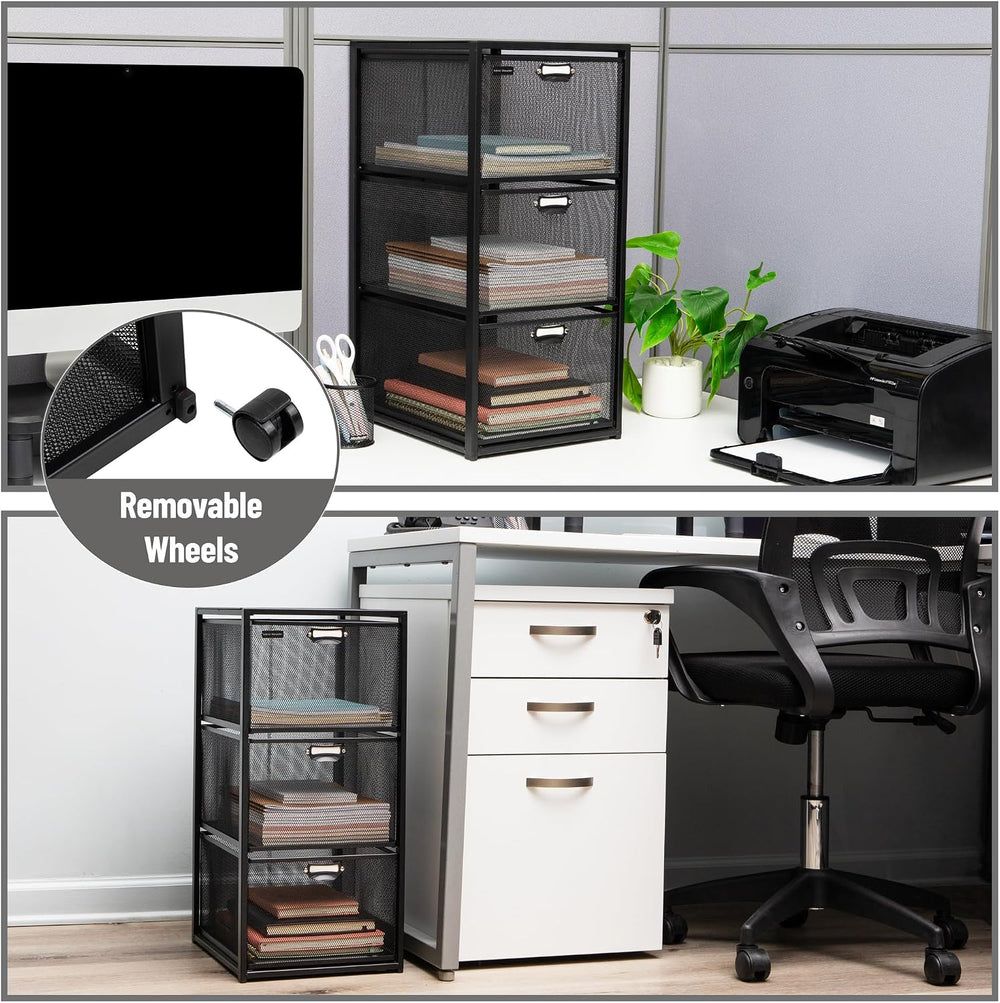 Mind Reader Office Storage Organizer with Mesh Drawers Label Holders and Opti...