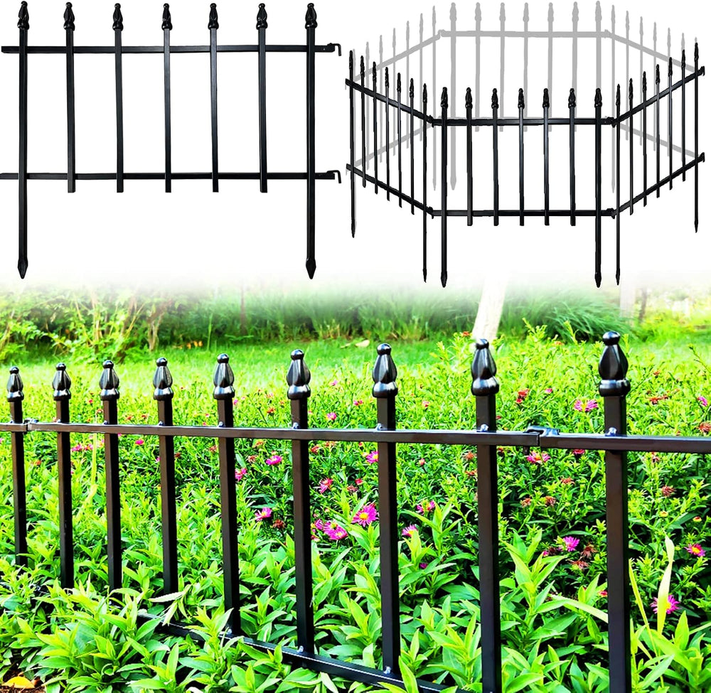 Thealyn 18" H x 22" W Decorative Metal Garden Border Fence, 10 Pane...