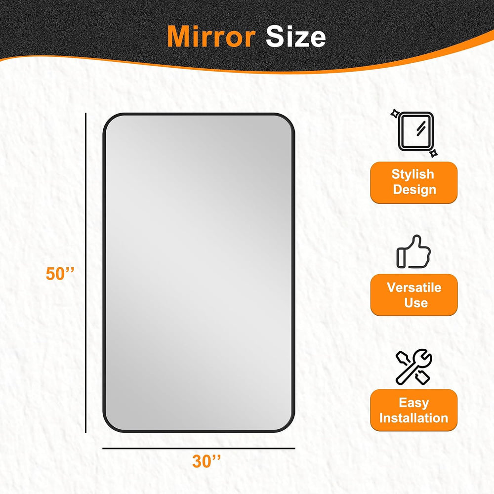 Delma Bathroom Vanity Mirror, Black Framed Mirror for Over Sink, 50x30