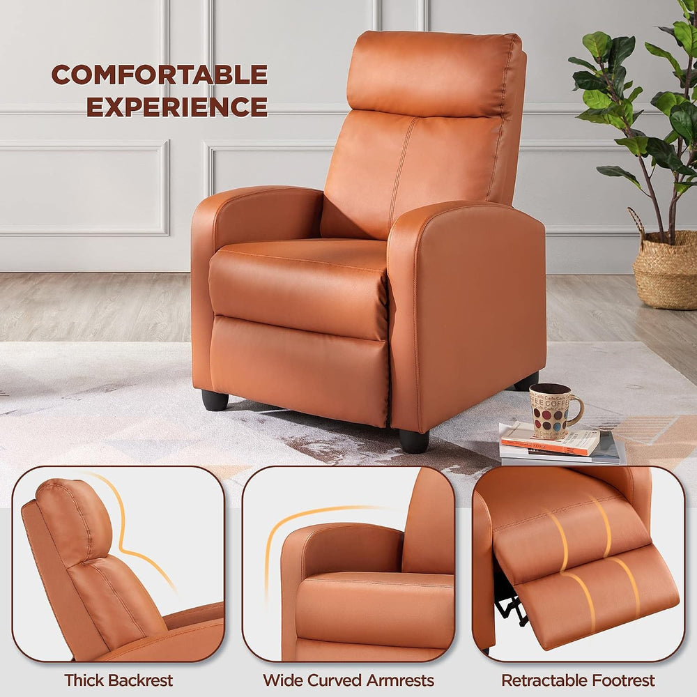 Yaheetech Home Theater Seating Faux Leather Recliner Chair Tan