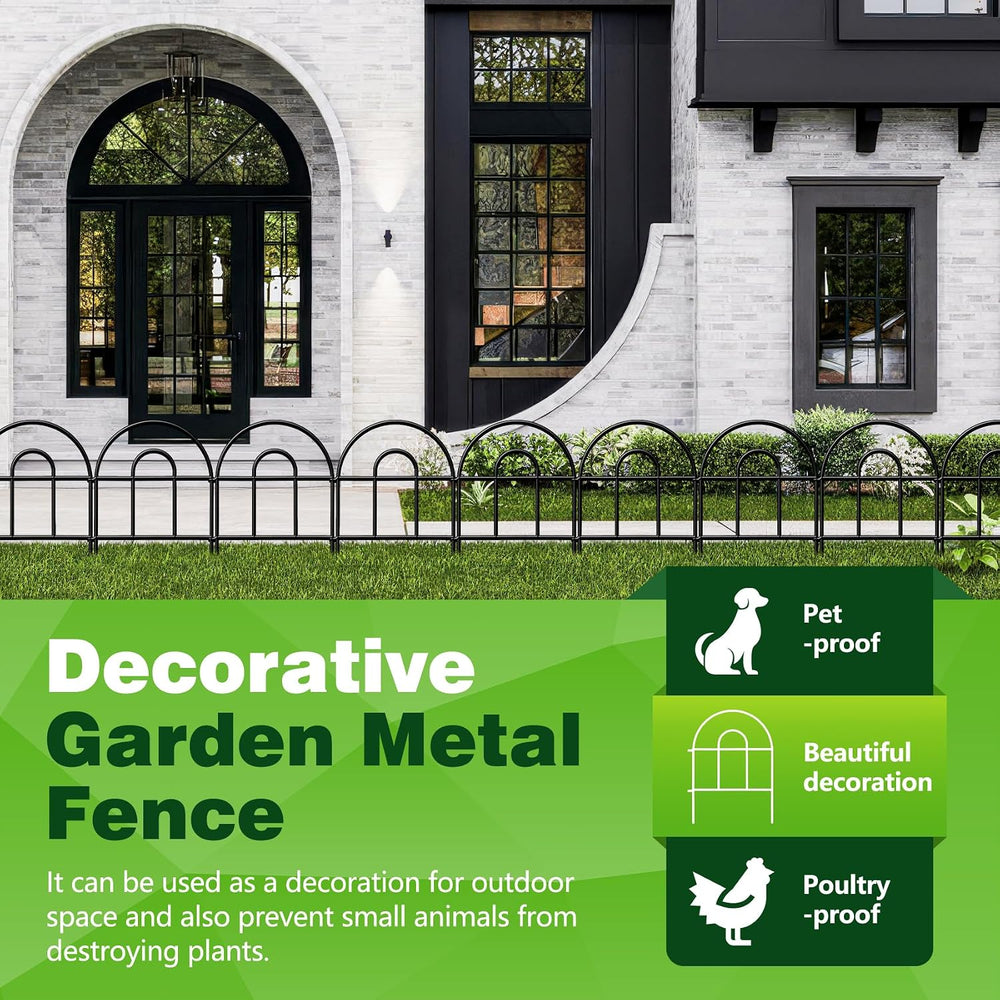 Decorative Garden Fence 43.33ft x 17in - 40 Pack Rustproof Metal No Dig Fence...