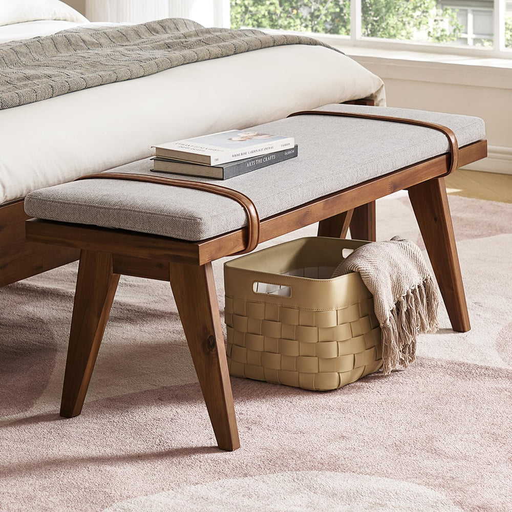 mopio Ted Bench, End of Bed, Solid Wood, Mid-Century Modern, Acacia