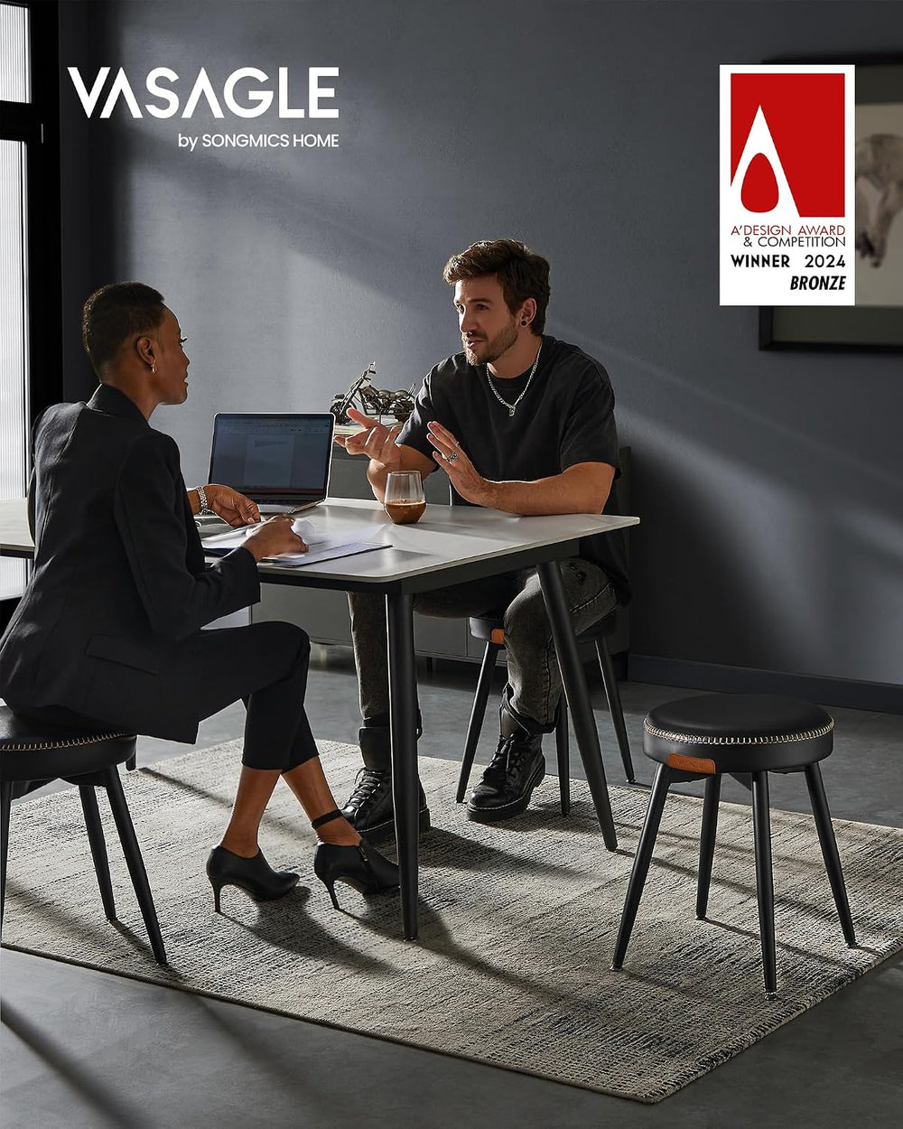 VASAGLE EKHO Collection - Dining Chairs Stools Set of 4, Upholstered Kitchen ...