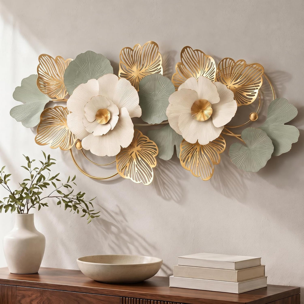 Axioglo Large 3D Metal Wall Decor,Flower Wall Art for Living Room