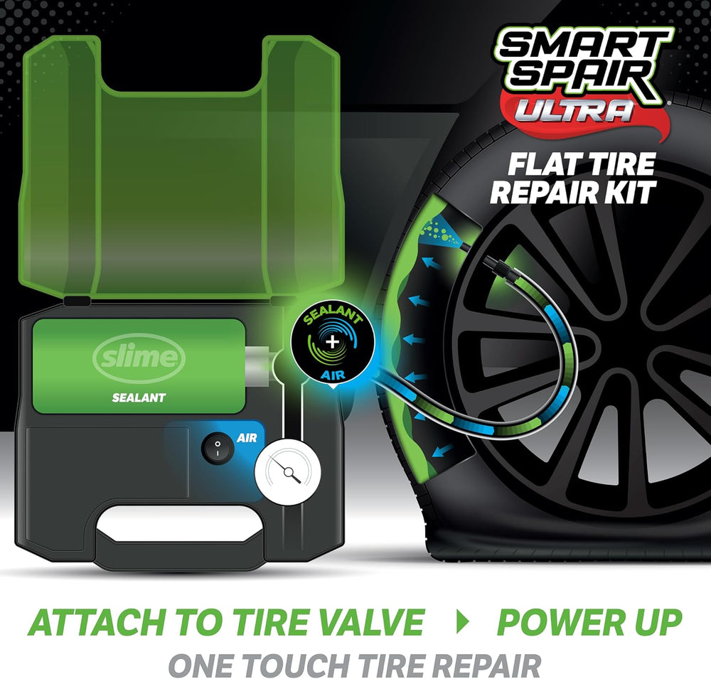 Slime 50158 Flat Tire Repair Kit, Smart Spair Ultra, All-in-One Solution, Rep...