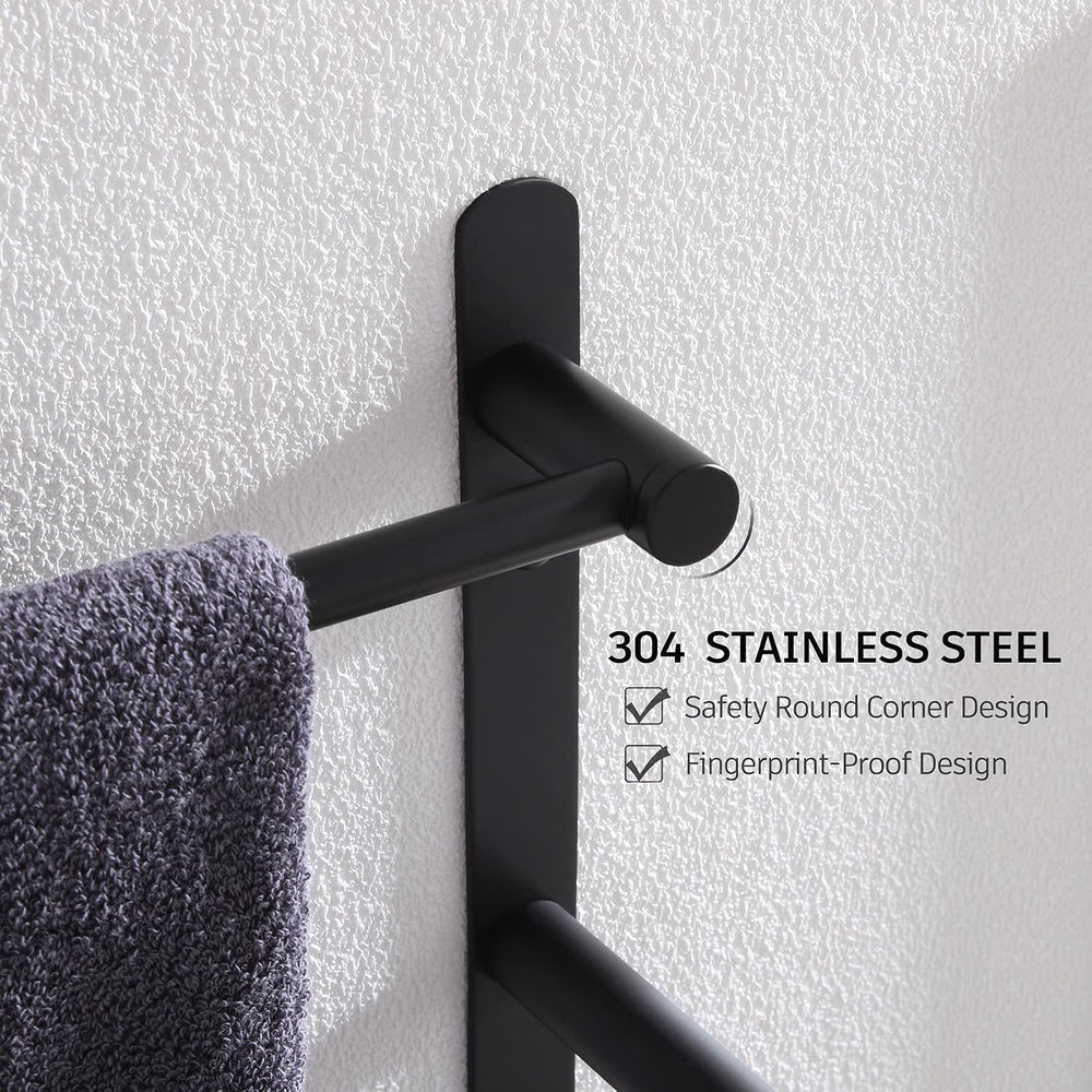 KOKOSIRI Bath Towel Bars Matte Black Bathroom 3-Tiers Ladder Towel Rails Wall...