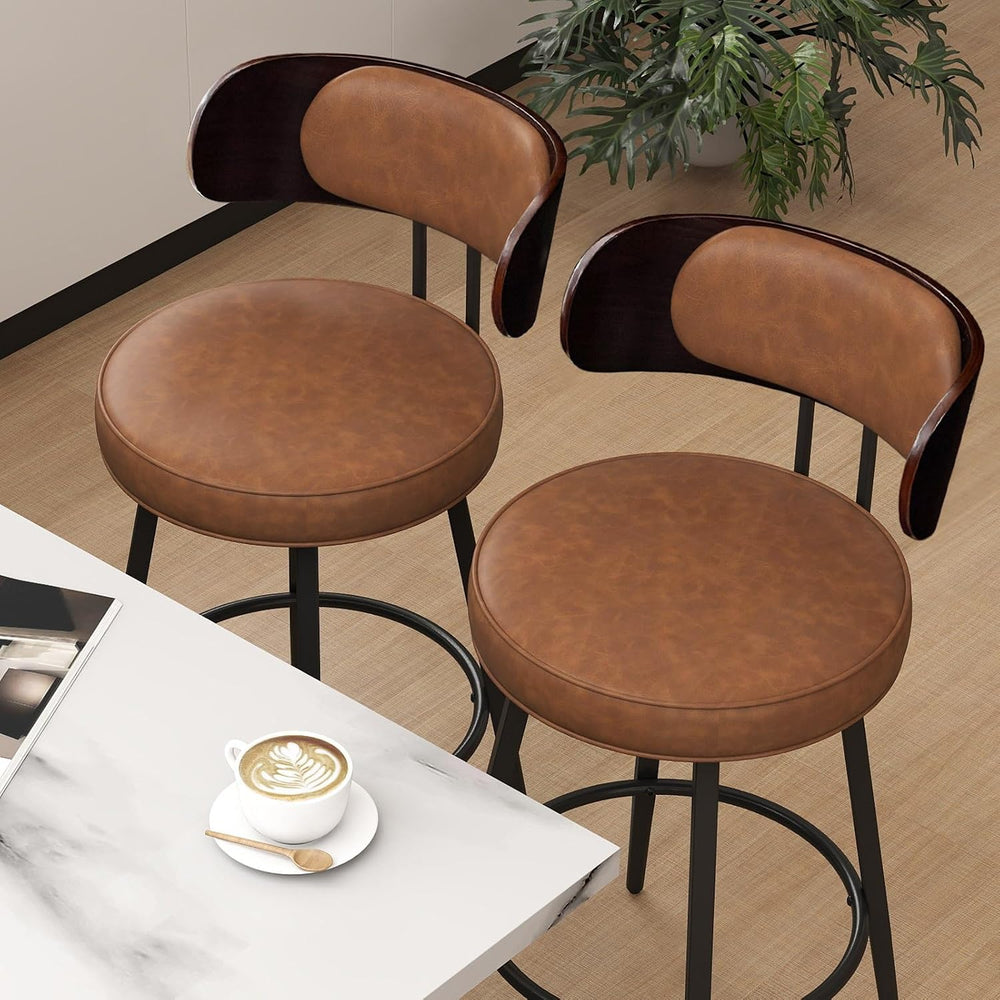 SAECKBERG Swivel Counter Height Bar Stools Set of 3, 26" Upholstered Bar...
