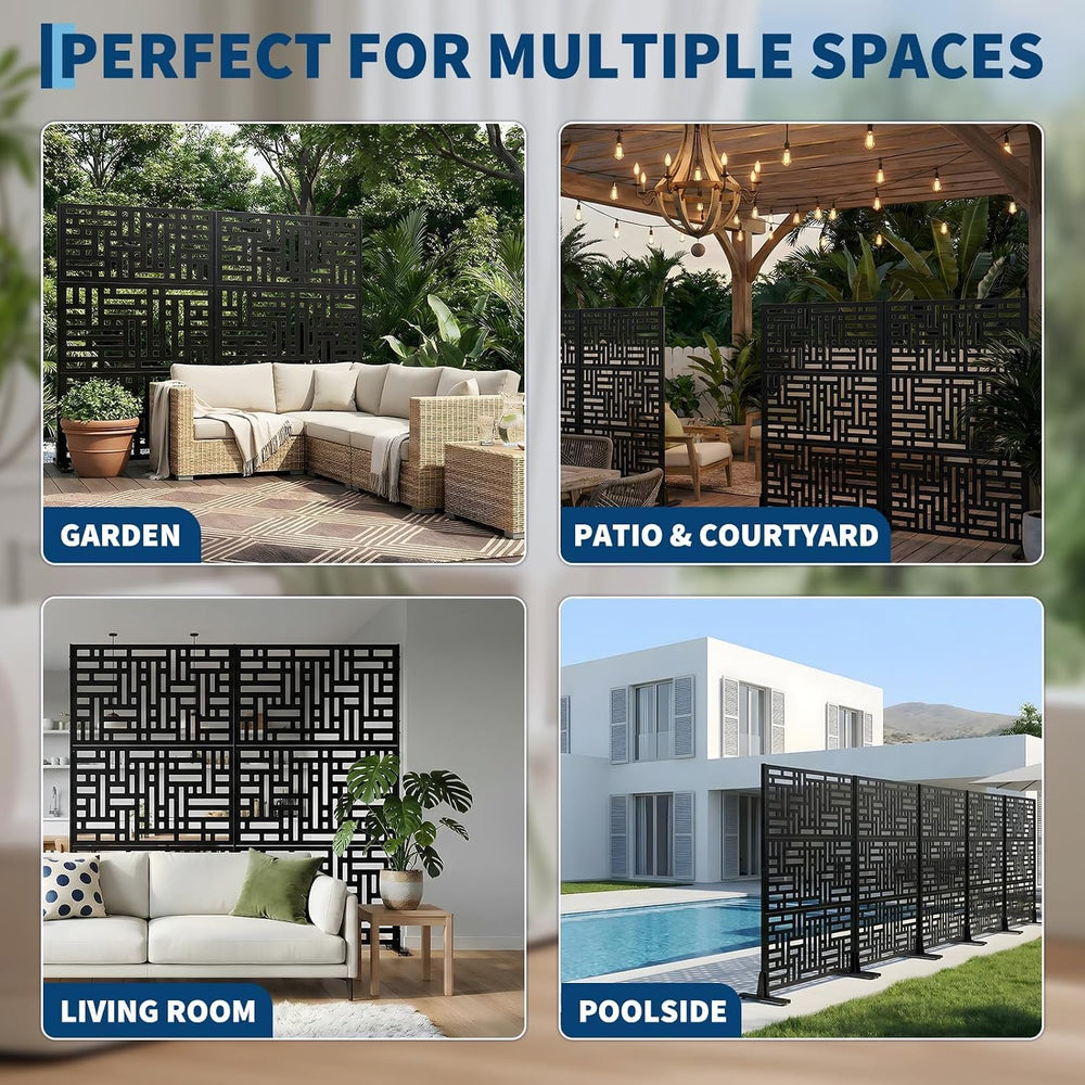 Garvee Metal Privacy Screen Outdoor, 72"h×47"w Balcony Patio Privac...
