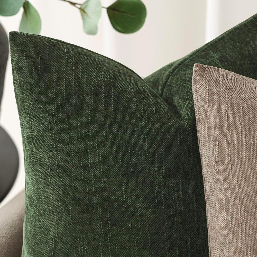 Foindtower Solid Textured Chenille Throw Pillow Covers 26x26,Dark Green