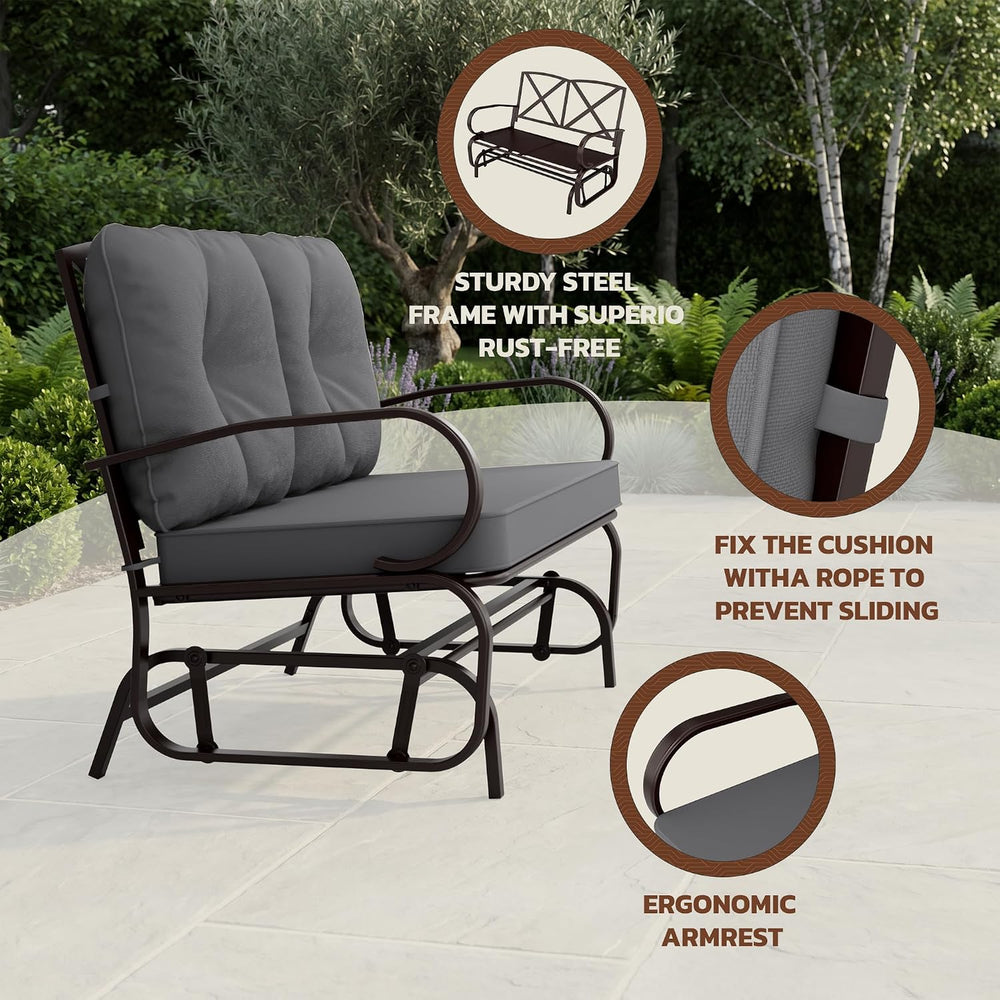 Incbruce Outdoor Textilene Glider Rocking Chair Patio Glider Bench for 2 Pers...