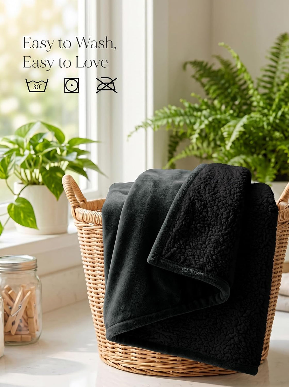 Utopia Bedding Reversible Plush Sherpa Blanket Twin Size Black, 60x80 Inch
