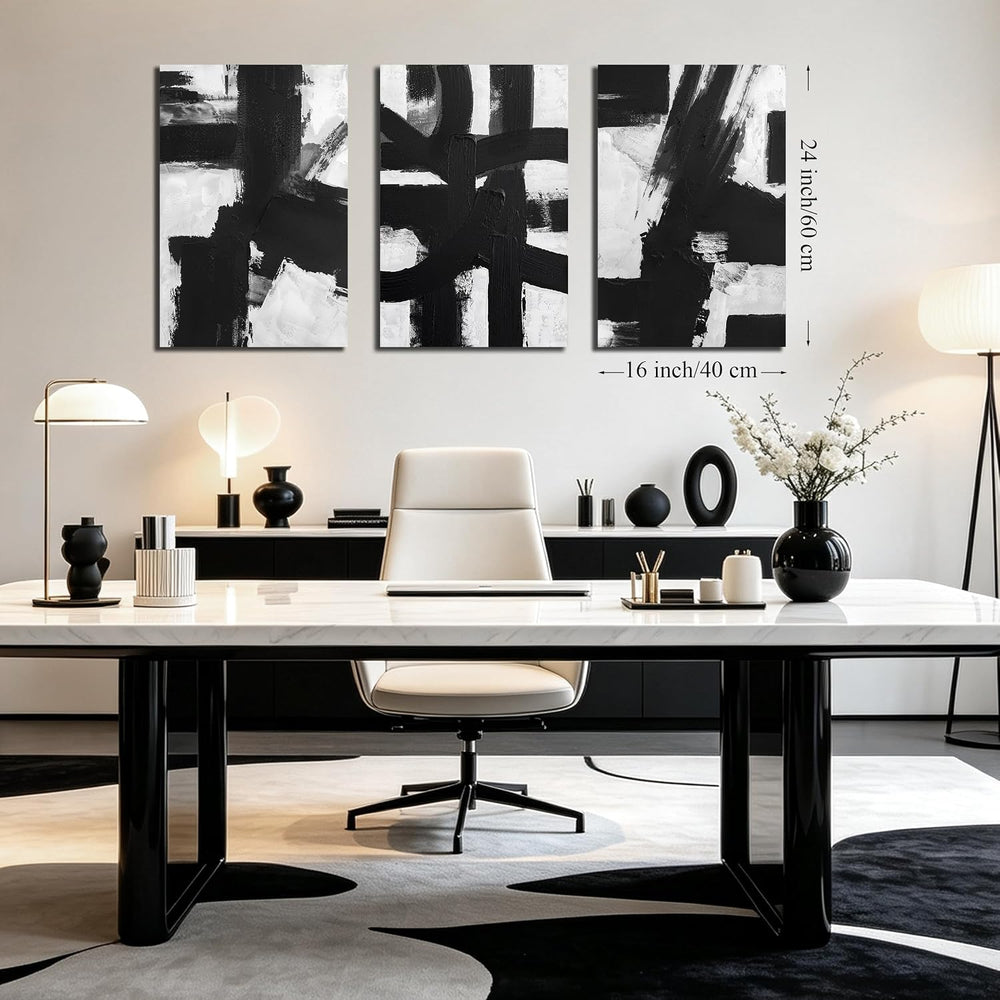 MXUNYZ Black and White Abstract Canvas Wall Art for Living Room