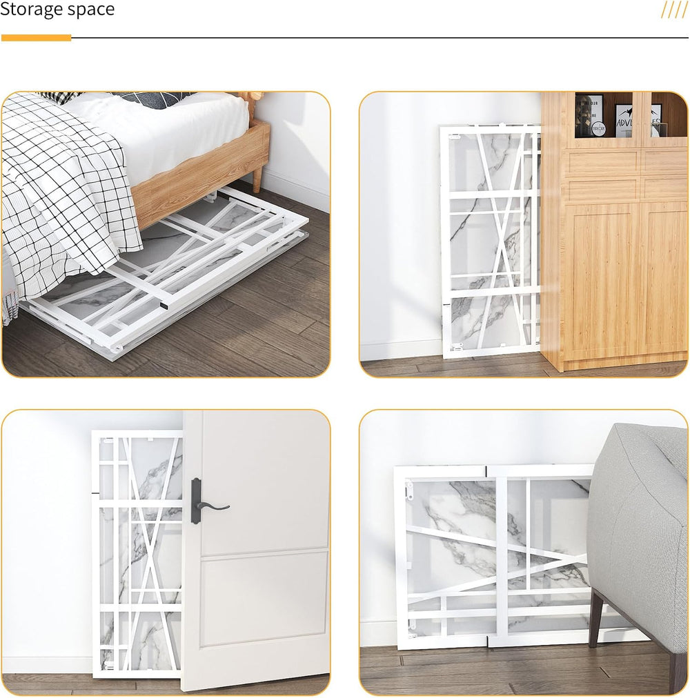 Lutown-Teen 32 inch Folding Small Desk, White Marble