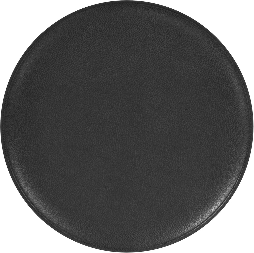 HomePop 18" Round Ottoman - Black Faux Leather
