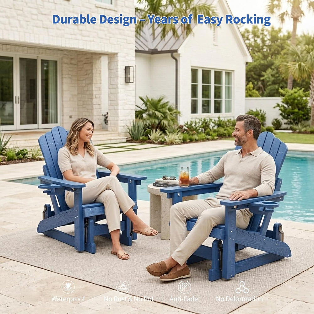 HDPE Adirondack Glider Chair Set of 2,3-Level Adjustable Backrest