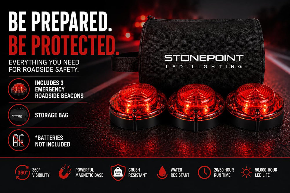LED Emergency Road Flare Kit Set of 3