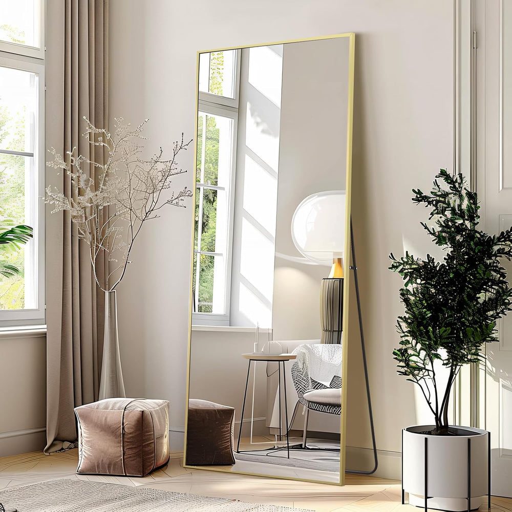 MELOMOIR 56"x18" Gold Full Length Mirror, Free Standing or Wall Mou...