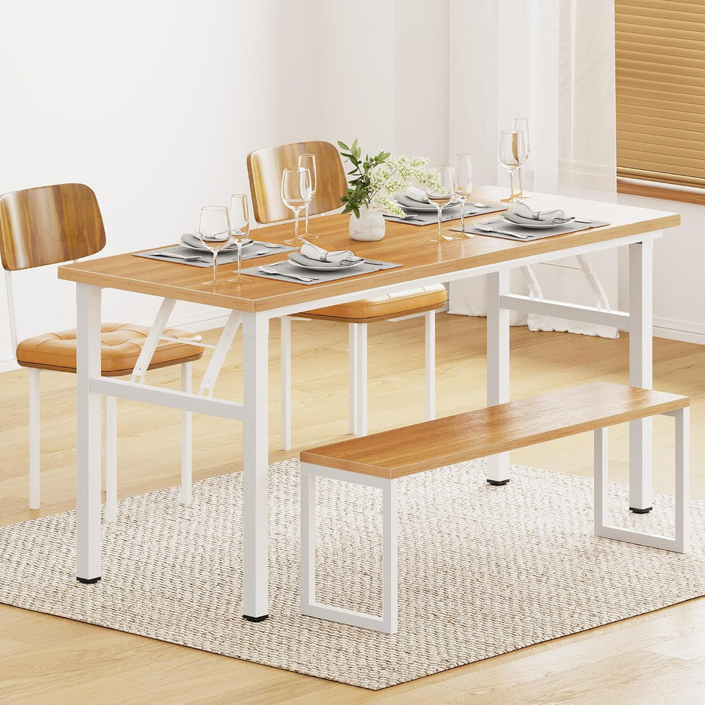 DlandHome 62 Inch Large Folding Computer Desk, Fully Assembled, Teak White