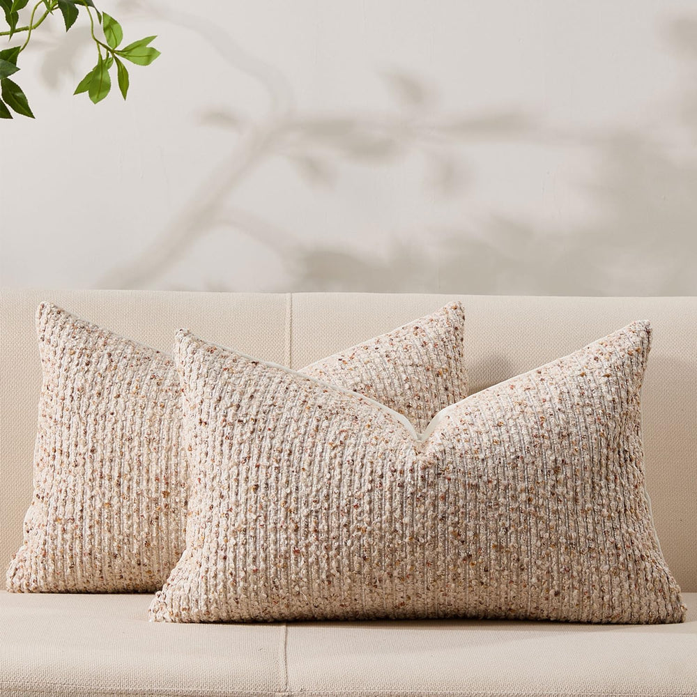 Allorry Throw Pillow Covers 12x20 Soft Wool Cushion Decorative Beige012A12