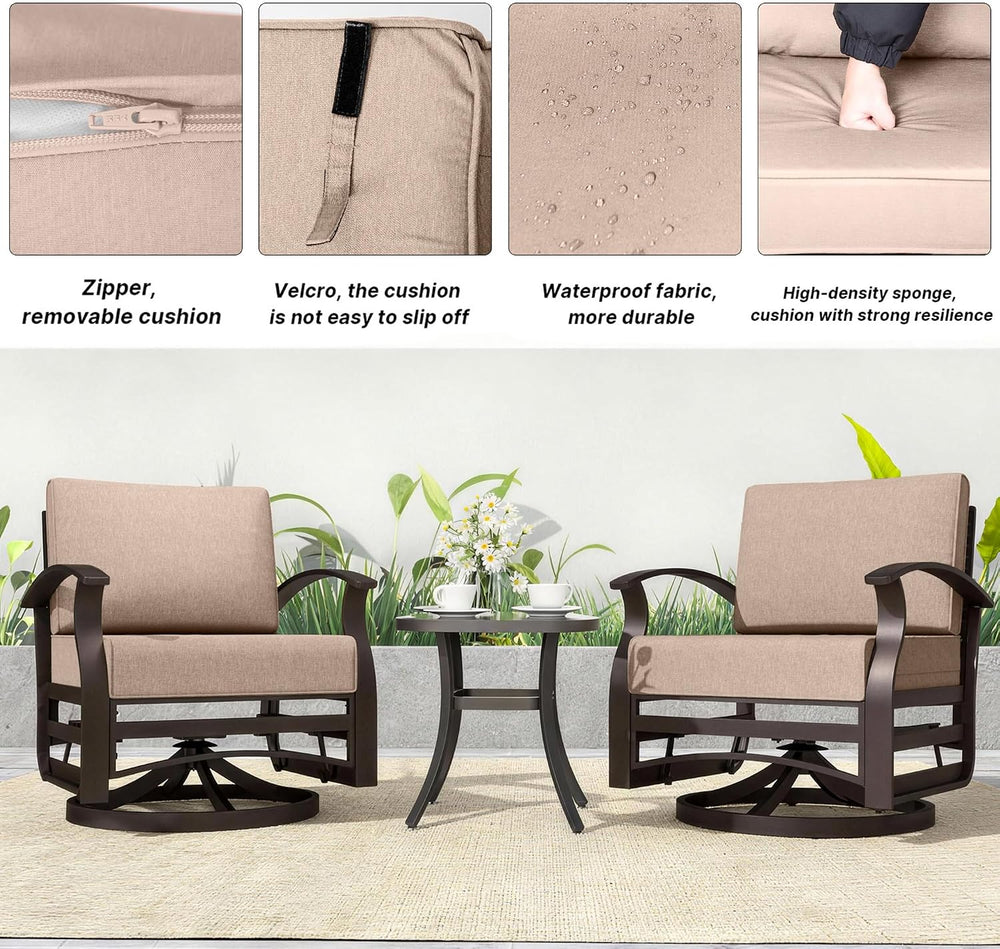 Kurapika 3 Pieces Patio Furniture Set, Outdoor Aluminum Swivel Gliders Rocker...