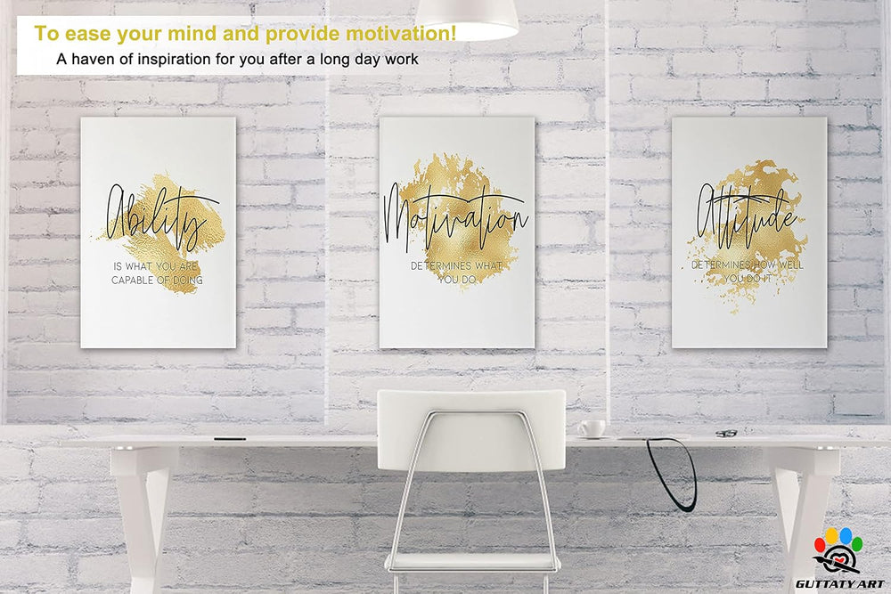 Office Wall Art-3 Panel Motivational Wall Art, Inspirational Quotes Canvas Ar...