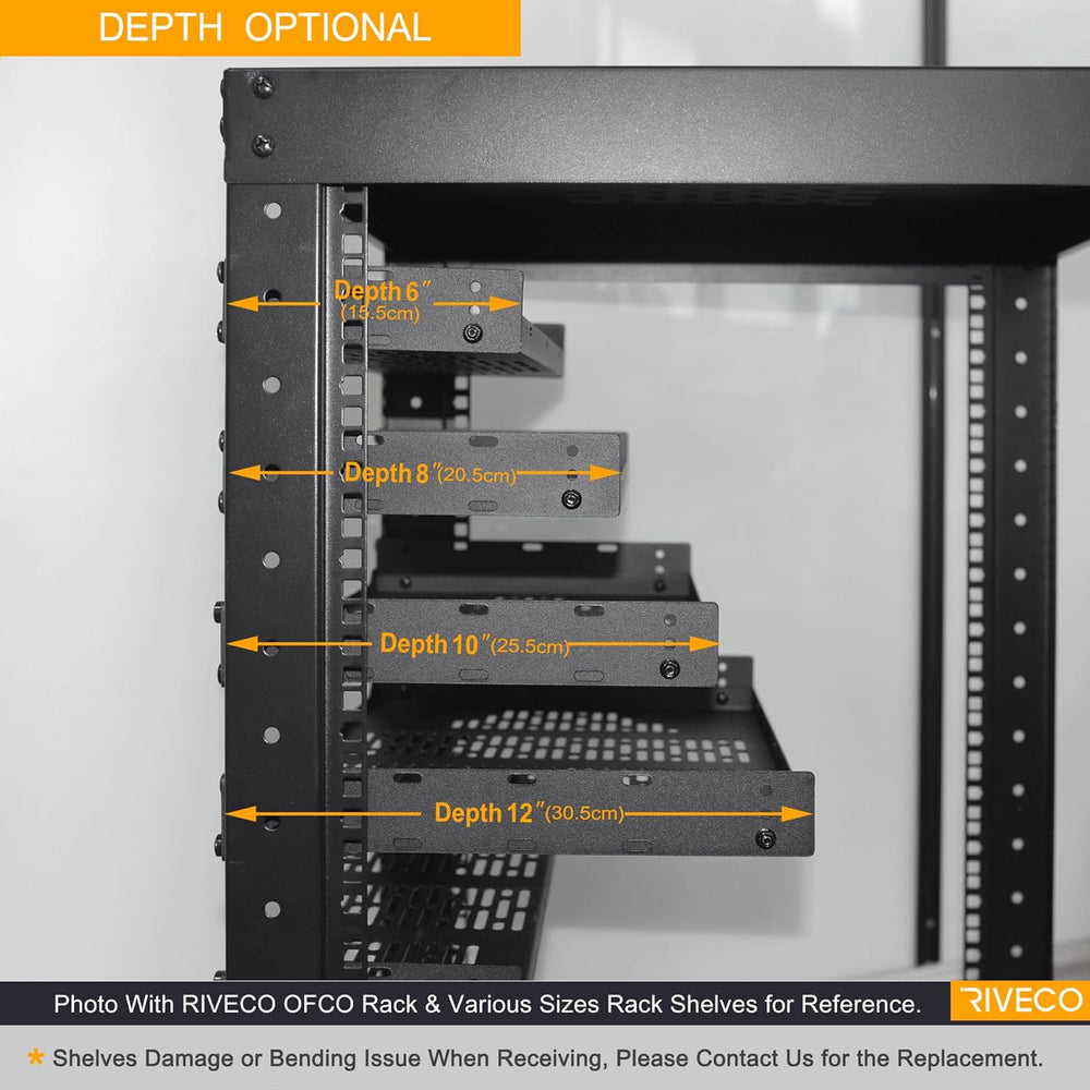 RIVECO 2-Pack 6" 1U Vented Rack Shelf for 19" Server IT Sound Cabinets