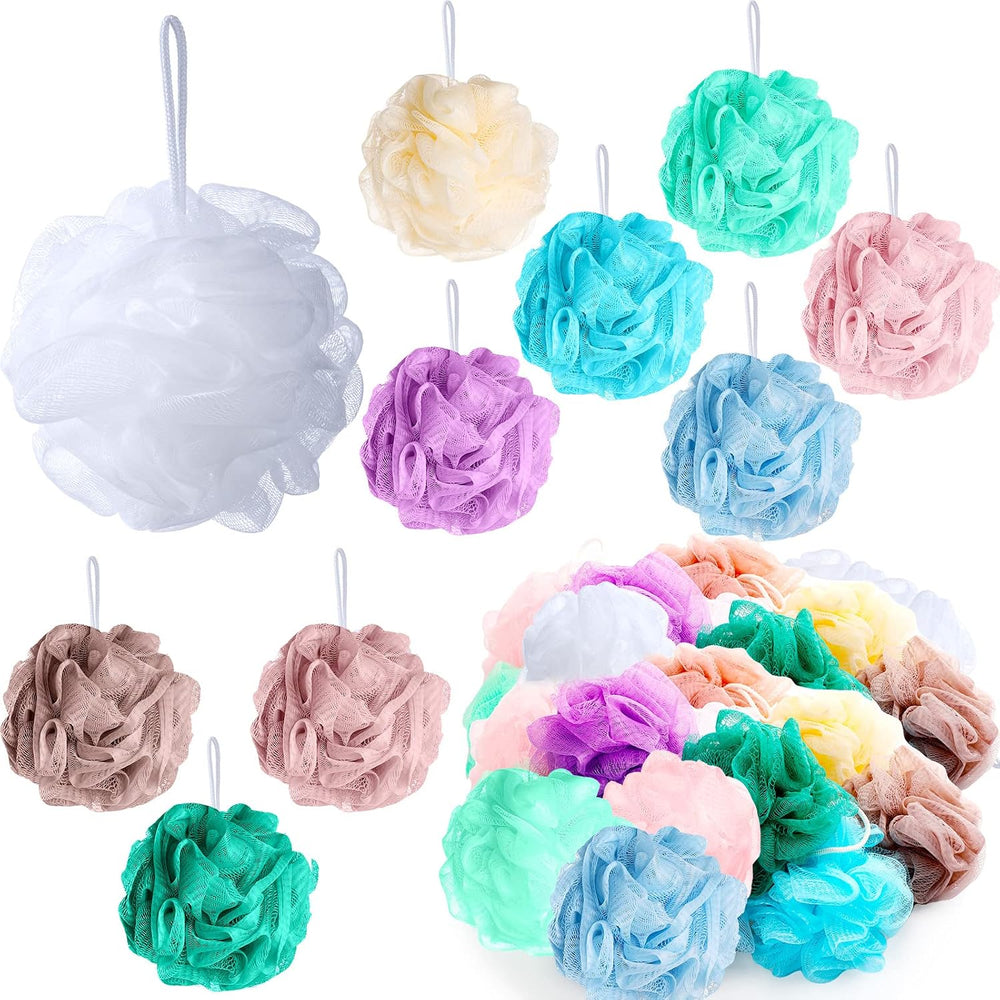 Chengu 50 Pack Loofah Sponge Bulk Shower Mesh Ball, Multicolor, Classic