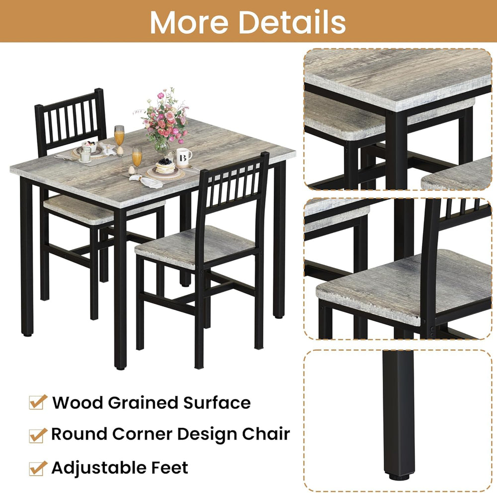 AWQM 3 Piece Dining Table, Small Kitchen Table Set for 2 with Chairs(Grey)