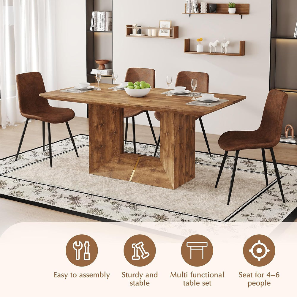 63'' Dining Table Set for 4, Wooden Dining Table Set with Chairs