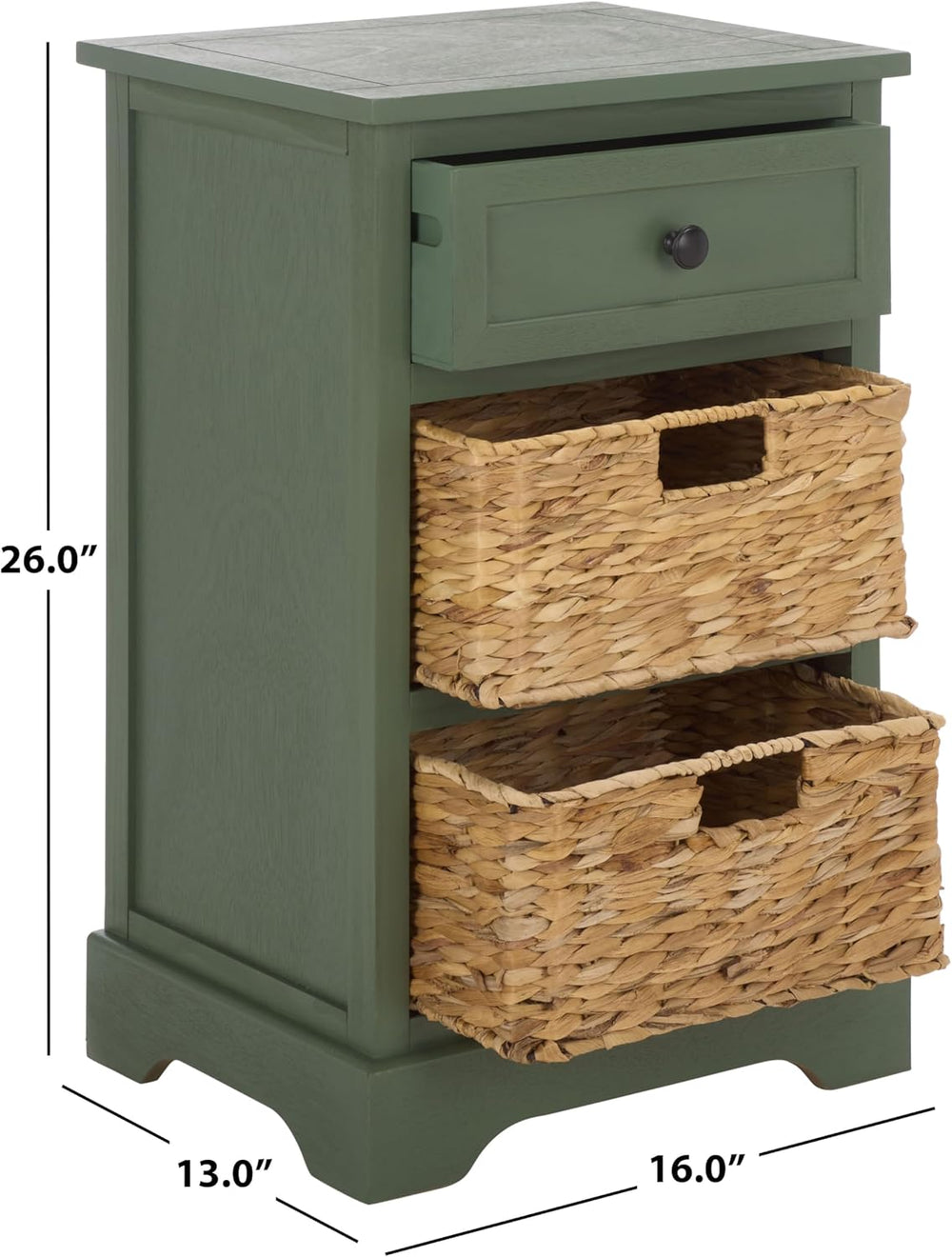 SAFAVIEH Furniture - Carrie 3-Shelf Side Table - Dusty Green - Solid Wood - F...