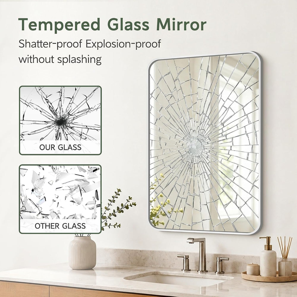Bathroom Vanity Mirror for Wall, 30”x20”-2pcs Mirror for Over Sink, Silver