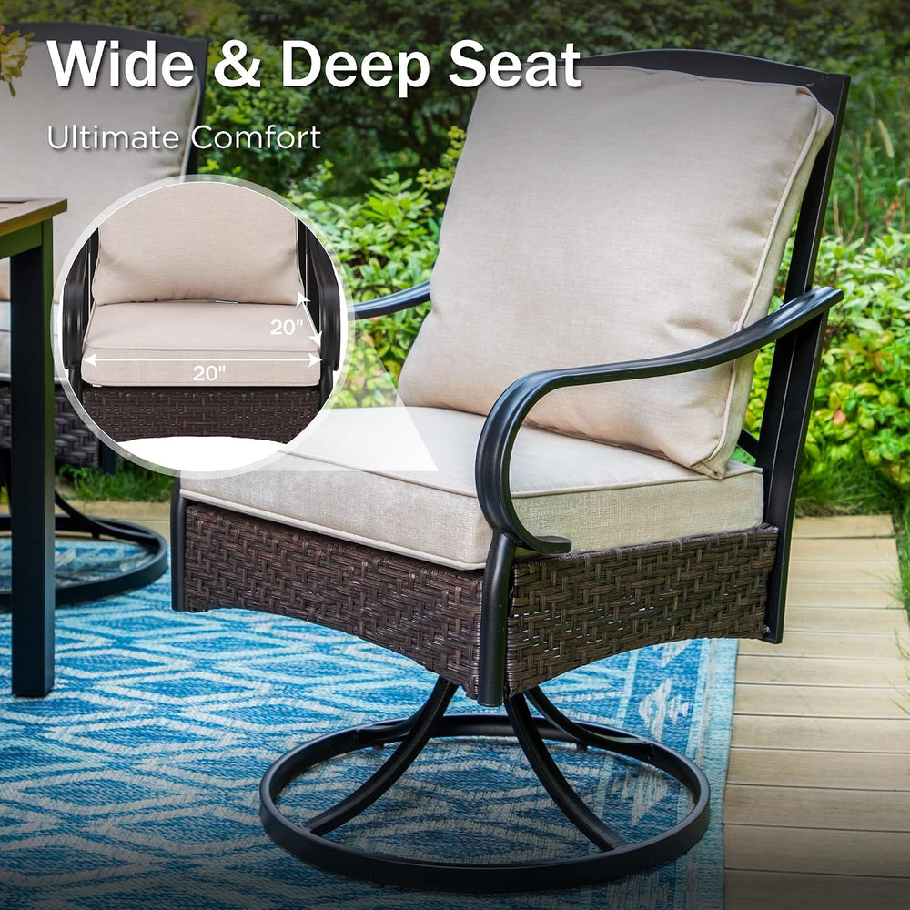 PHI VILLA Swivel Patio Dining Chairs Wicker Chairs Set of 2 with Cushions
