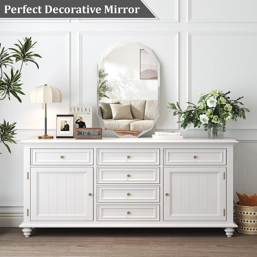 Krymnar 30x22 Inch Beveled Oval Bathroom Mirror, Frameless Copper-Free Silver...