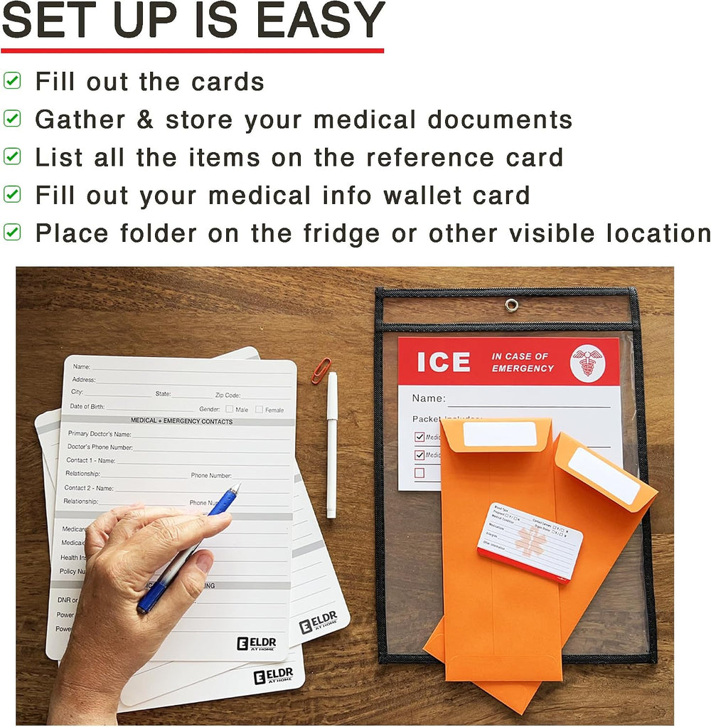 Emergency Medical Information Kit for Fridge – “File of Life” Style Magnet Pa...