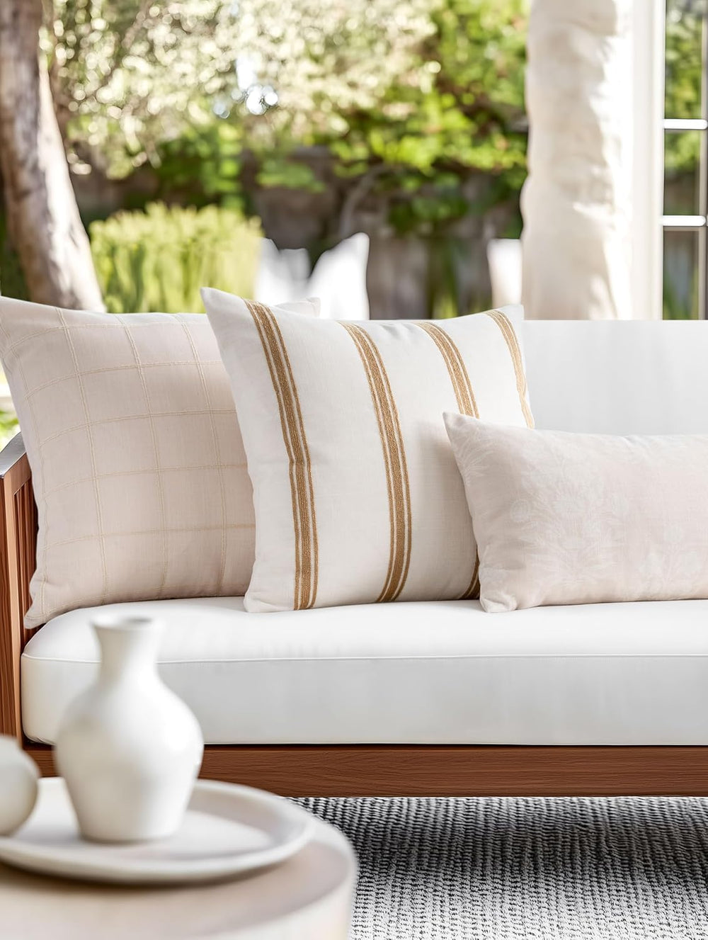 Crumbs Home Modern Farmhouse Fall Linen Indoor Outdoor Throw Pillow Cover Onl...