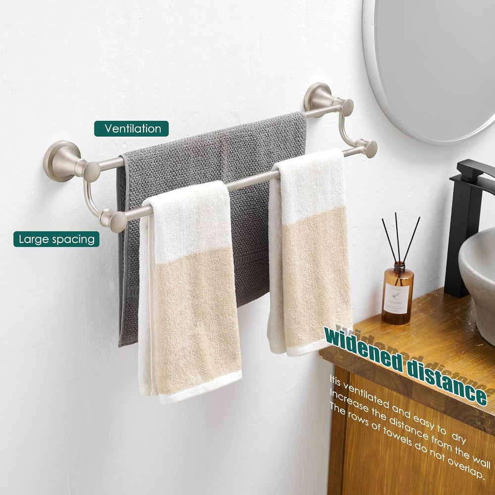Hoimpro Double Towel Bar Towel Rack for Bathroom Wall Mount Brushed Nickel