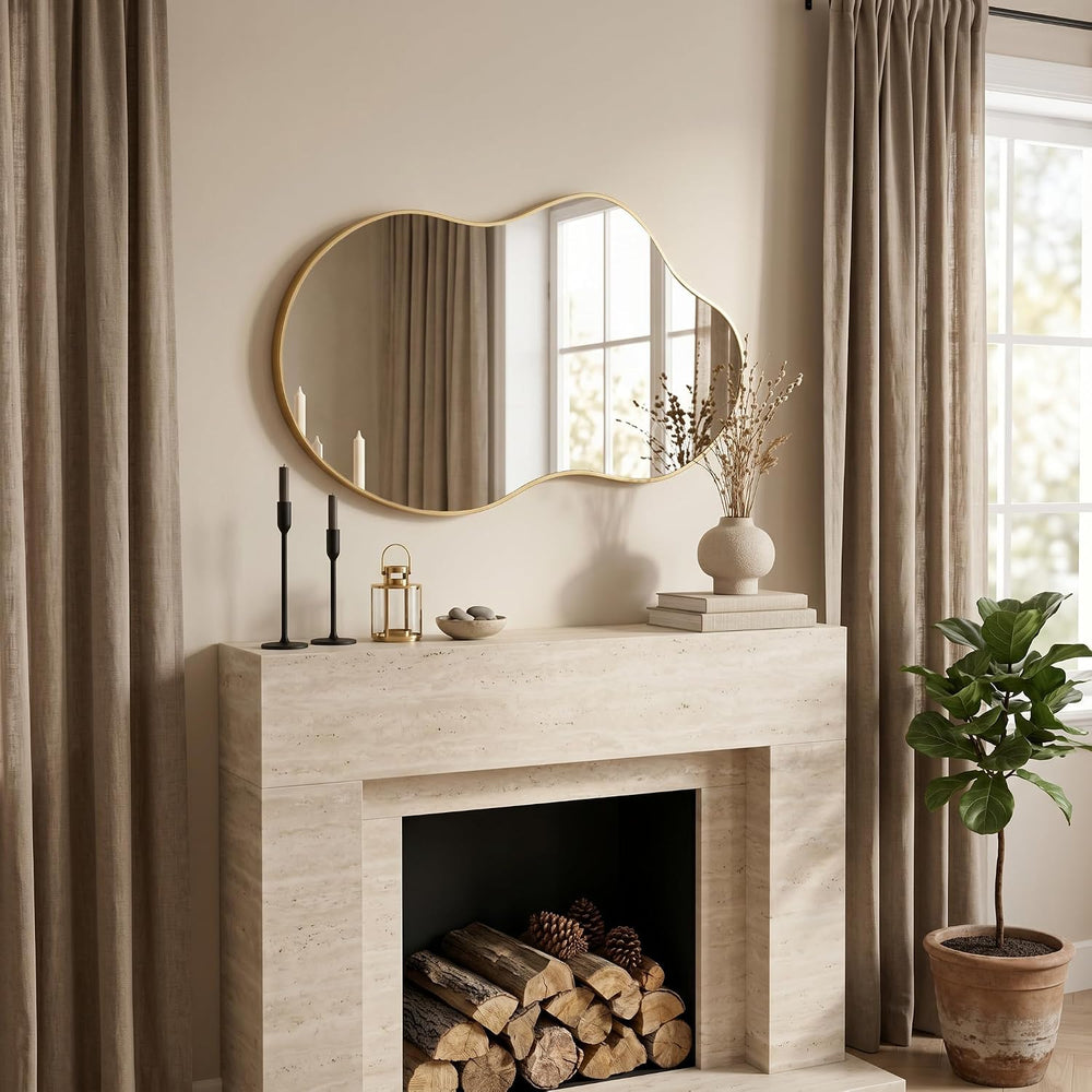 Irregular Asymmetrical Wall Mirror 26x48" with Modern Aluminum Alloy Frame