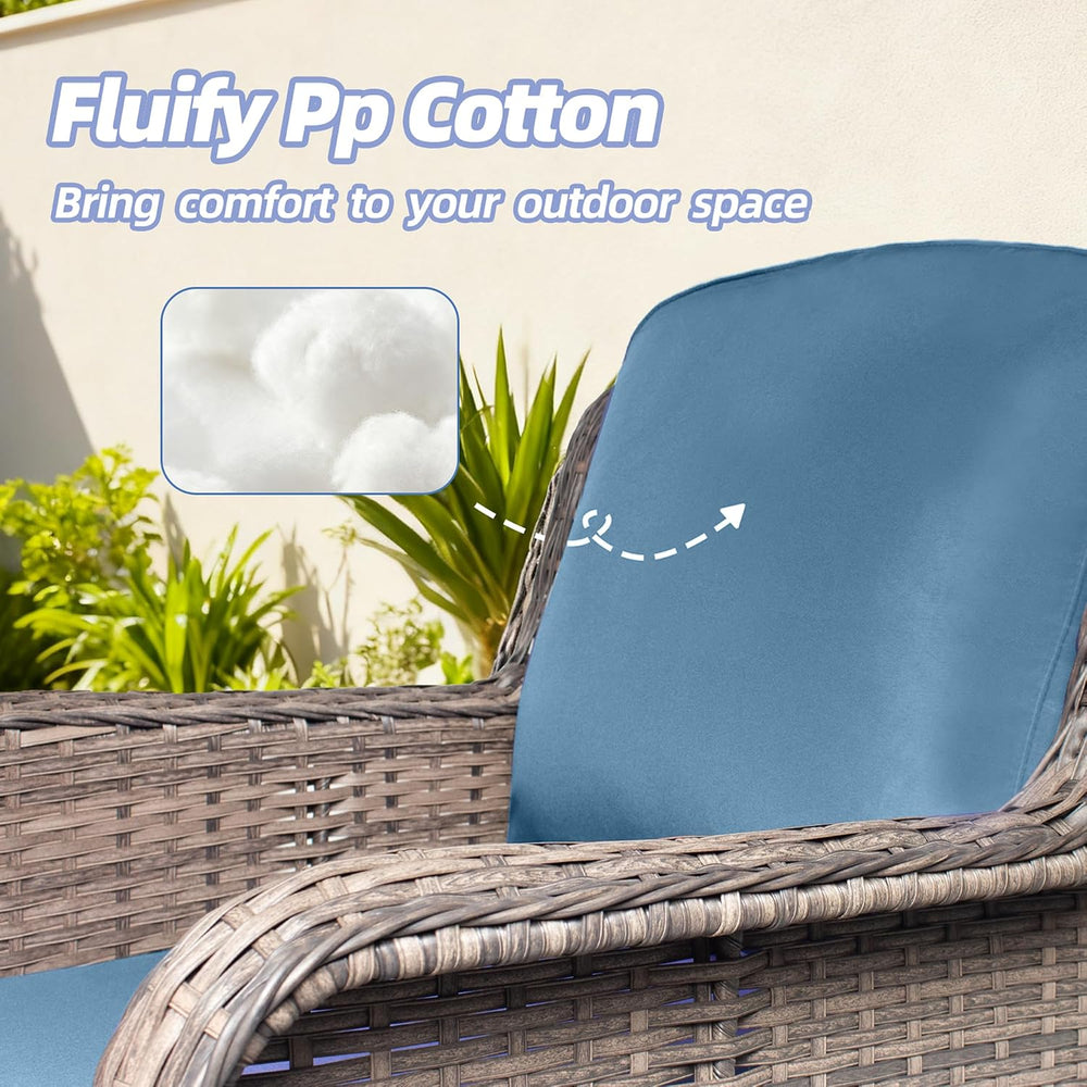2 Pieces Patio Wicker Furniture Set, High Back Wicker Single Patio Chair Set ...
