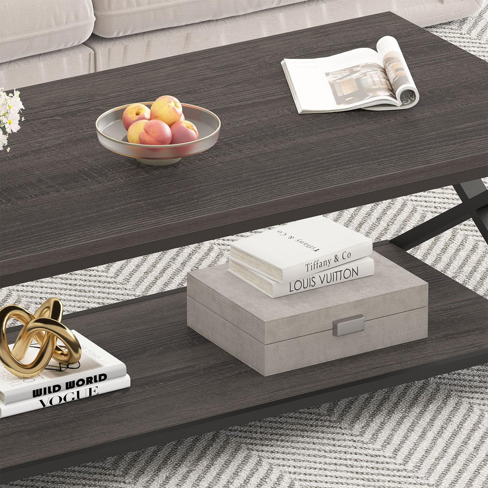 HSH 47" Rectangle Coffee Table with Storage for Living Room, Dark Gray
