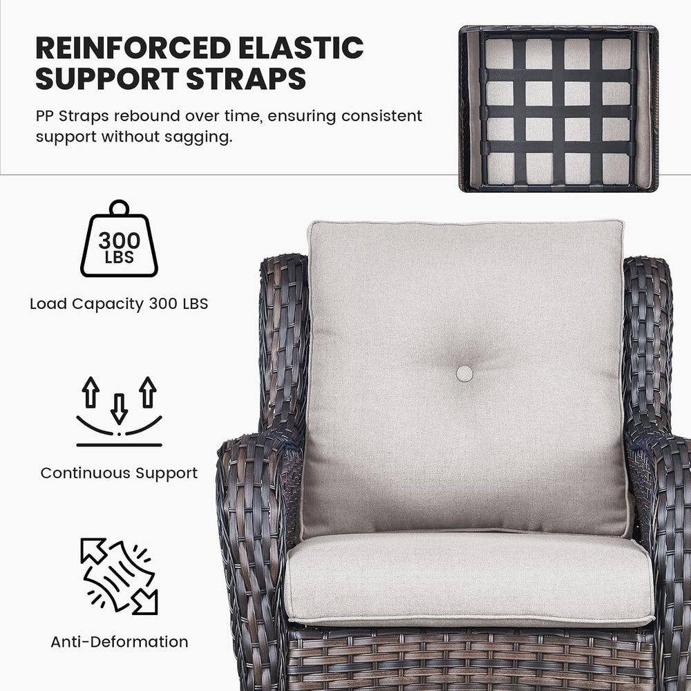 Belord Outdoor Furniture Set Patio Wicker Chairs, 3 Peices Porch Rattan Furni...
