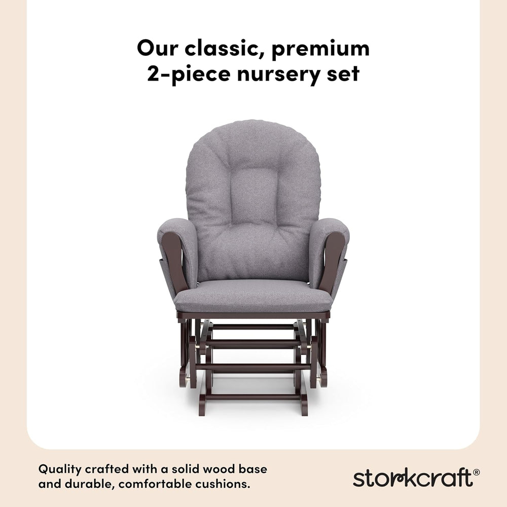 Storkcraft Premium Hoop Glider & Ottoman, Espresso/Gray Swirl