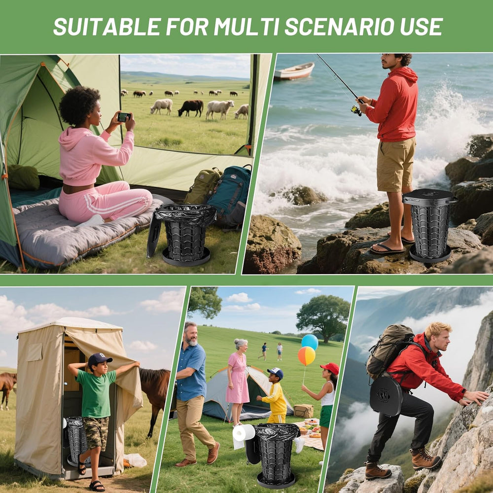 XXL Retractable Portable Toilet Travel Toilet (440lbs Capacity) Adjustable He...