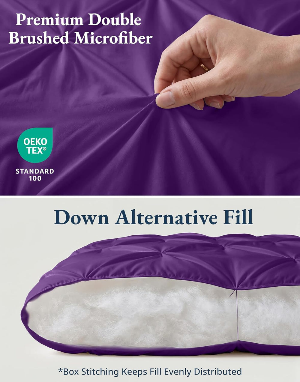LANE LINEN 7 Piece California King Comforter Microfiber All Season - Purple
