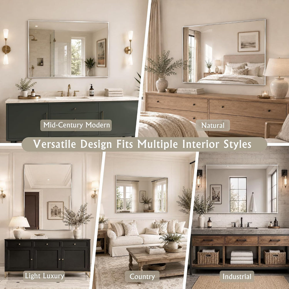 30"x36" Brushed Nickel Mirror Wall Mounted for Over Sink