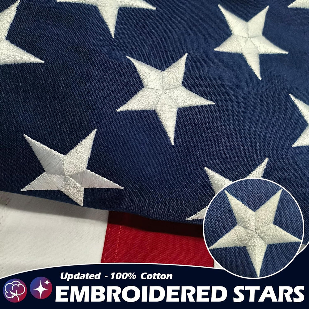 Cotton American Flag for Outside 4x6 Ft, Heavy Duty 100% Cotton USA Flag with...